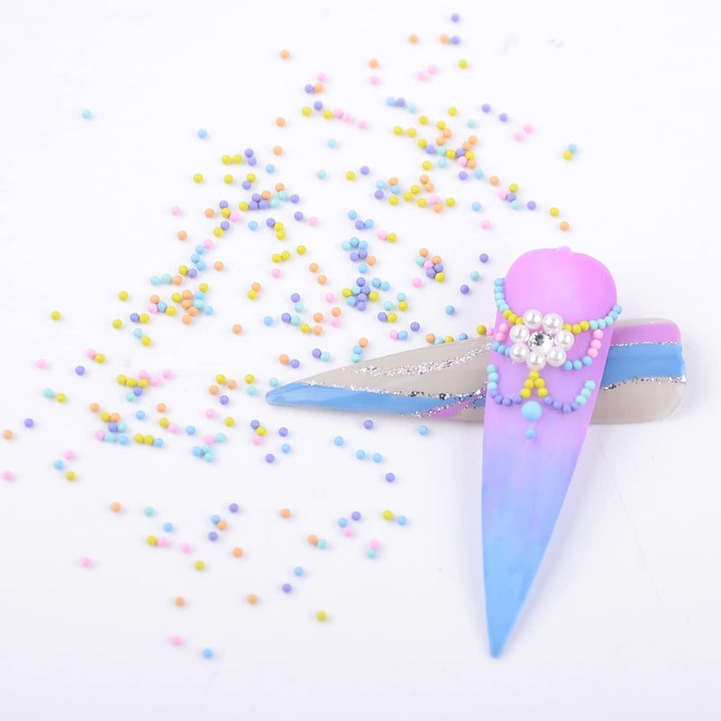 WEILUSI 3D Nails Art Decoration Steel Studs - Mini Metal Caviar Nails Beads Set Summer Micro Macaron Nail Crystal Ball Bead for Women Nail House Salons DIY Tools Manicure Makeup Dress Shoes-1MM - Image 2